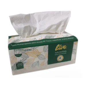 Toalla Interfoliada Doble Hoja, 200 Hojas, Live