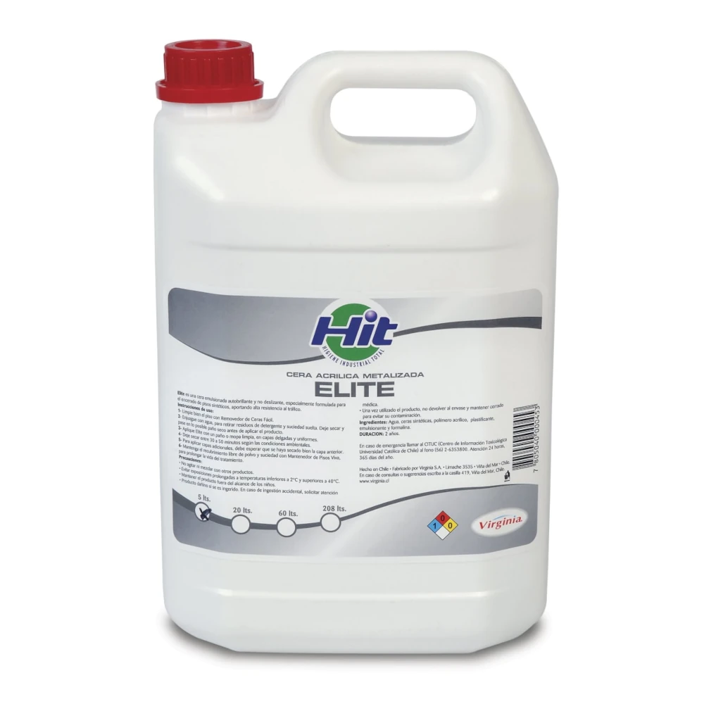 Cera Acrílica Elite Incolora Pro 5 lts, Virginia