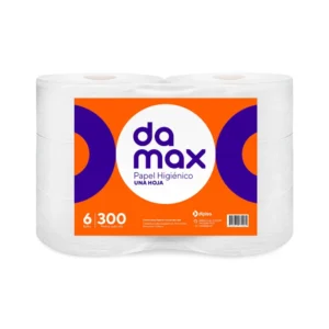 Papel Higiénico Jumbo Hoja Simple 6 Rollos 300 mts, Damax