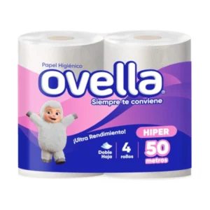 Papel Higiénico Doble Hoja 4 Rollos x 50 mts, Ovella