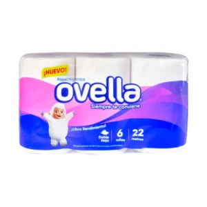 Papel Higiénico Doble Hoja 6 Rollos x 22 mts, Ovella