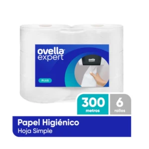 Papel Higiénico Jumbo Hoja Simple 6 Rollos 300 mts, Ovella