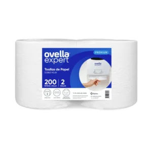 Toalla de Papel Jumbo Doble Hoja 2 Rollos x 200 mts, Ovella