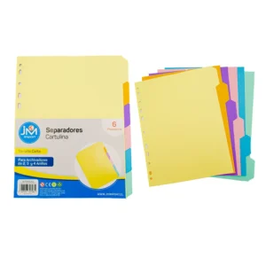 Separador de Cartulina Tamaño Carta, 6 un, JM Import